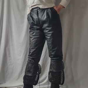 Vintage High Waisted Leather Trousers Authentic Leather Pants Relaxed Fit